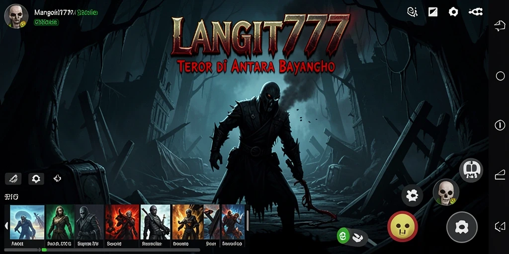 Screenshot gameplay LANGIT777 menampilkan suasana menyeramkan di lingkungan yang gelap.