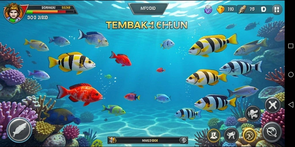 Tampilan aksi seru dalam permainan Tembak Ikan MPOID.