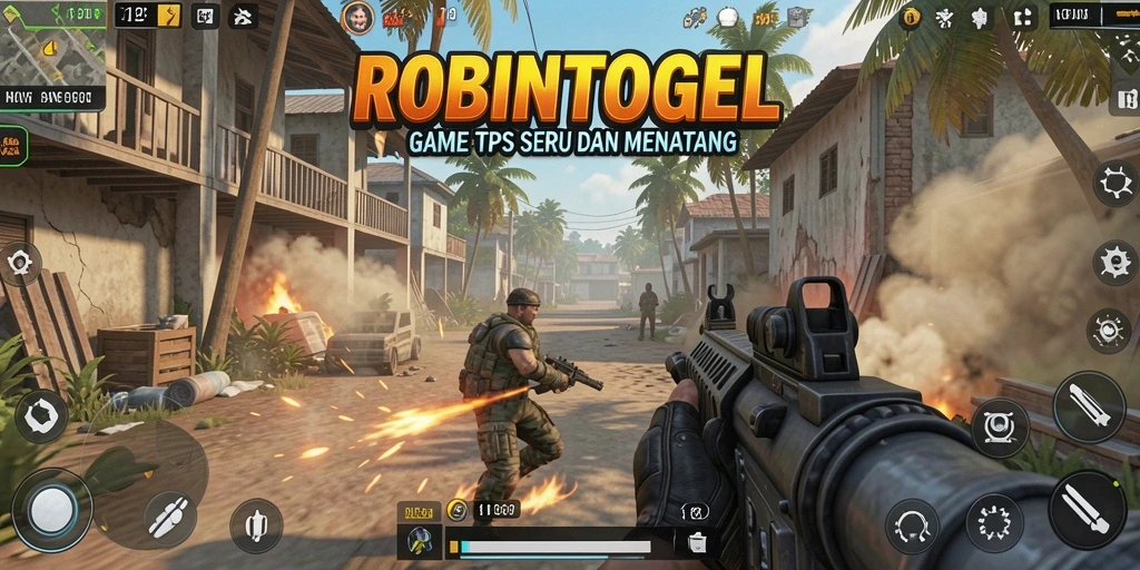 Tampilan gameplay mendebarkan dalam ROBINTOGEL, beraksi sebagai karakter TPS.